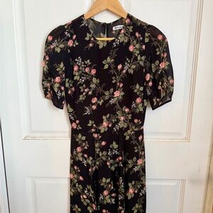 Reformation Black Floral Mini Dress